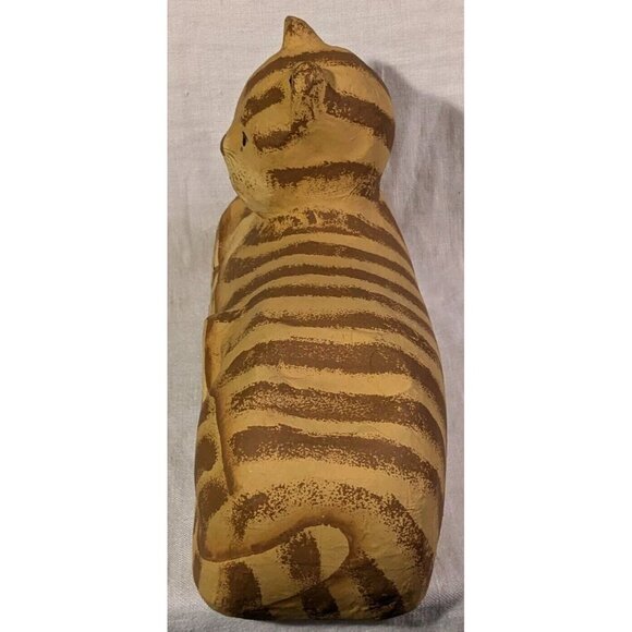 Cat Paper Mache Folk Art Hand Made Anthropomorphic Tabby Orange Kitty Primitive - Picture 3 of 16